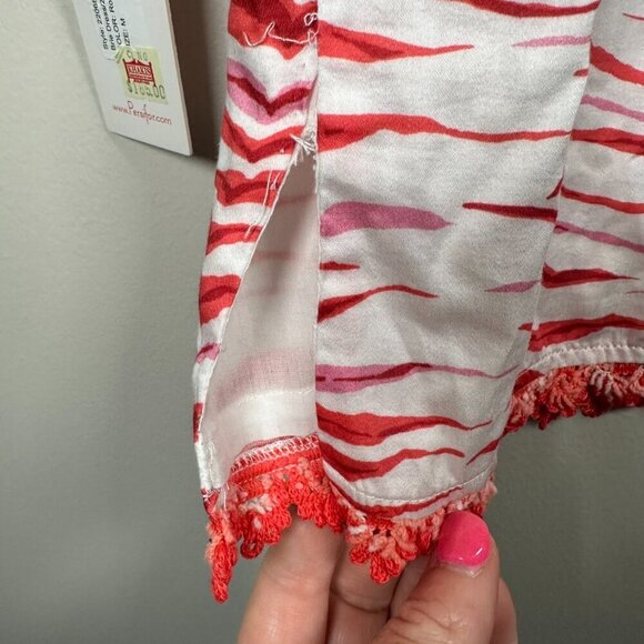 Persifor Brie Dress Size Medium Zebra Pink Tunic Neck Fringe Coverup Preppy NWT - Picture 11 of 12
